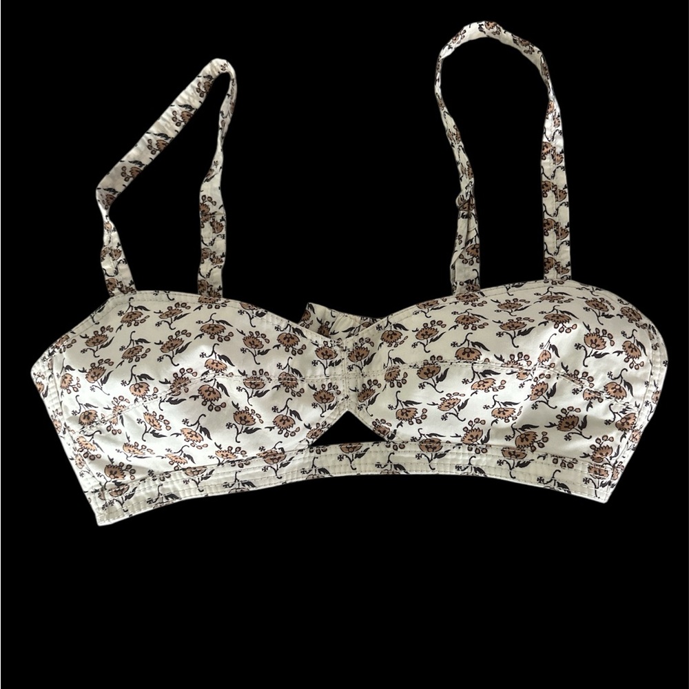Tory Burch White and Brown Bustier Camisole bra top